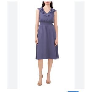 NWT Halogen Ruffle Neck Flow Dress in Indigo XXS